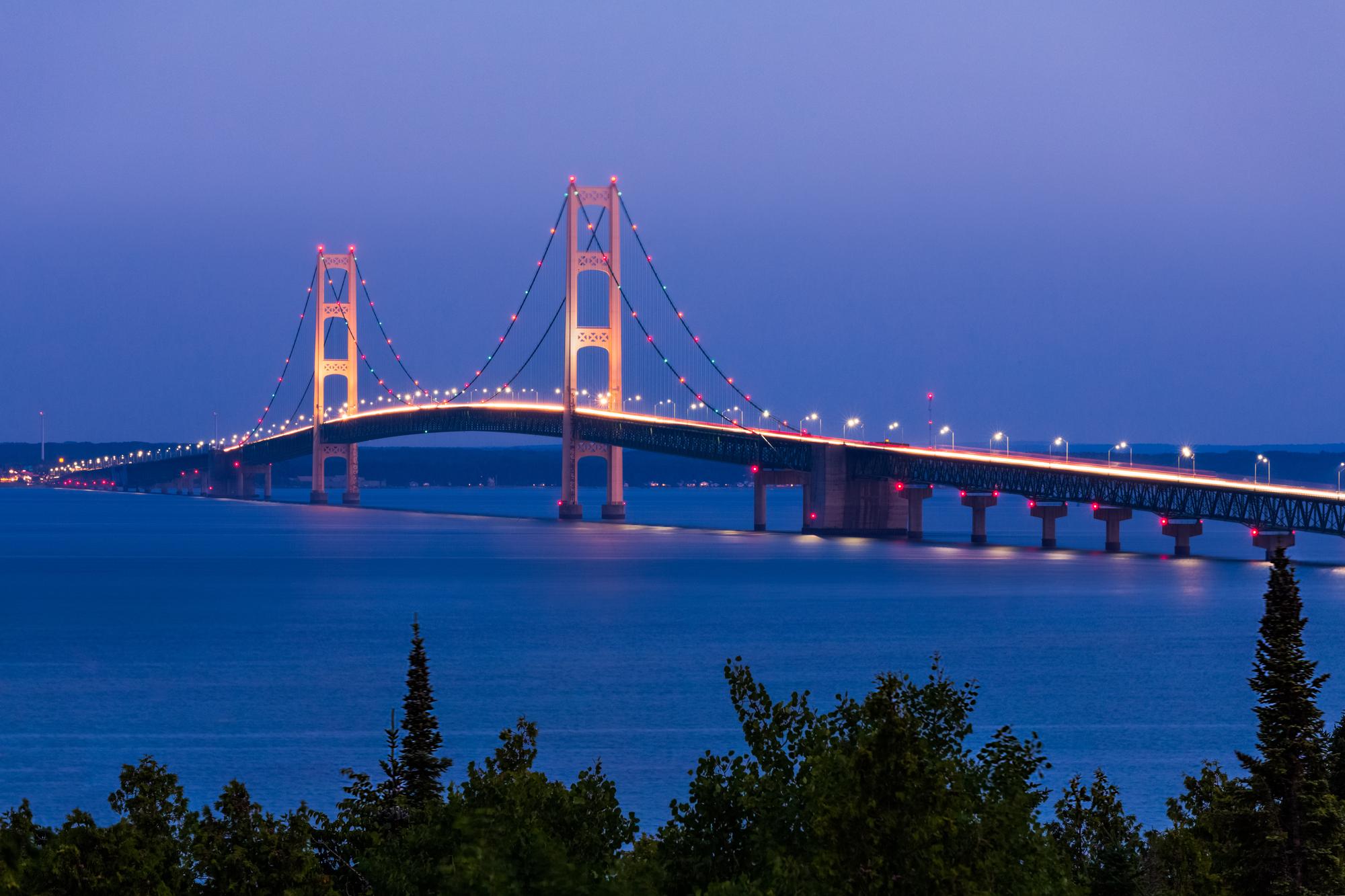 Mackinac Bridge at dusk